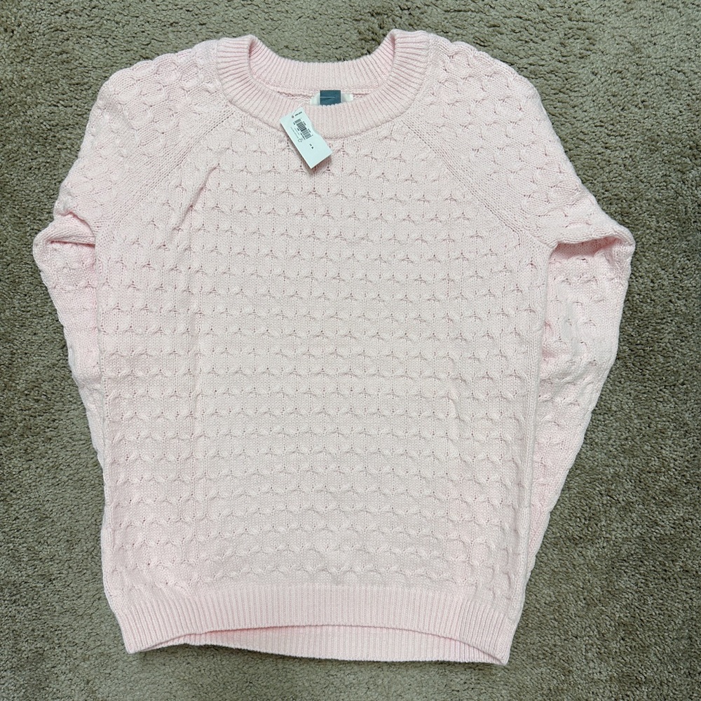 Old Navy Petite Small Light Pink Chunky Cable Knit Sweater NWT